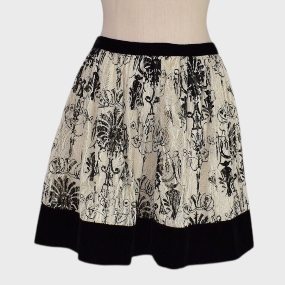 Kimchi & Blue Lace Overlay Velvet Trim Mini Skirt